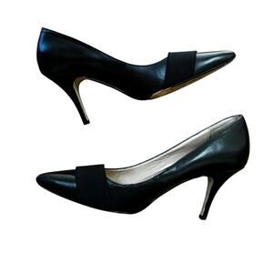 14th & Union black leather pumps classic pointy toes & stiletto heels US 10M